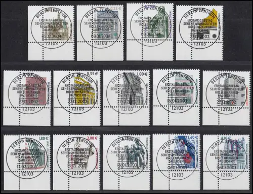 2298 ff SWK 14 Werte mit Euro-Währung komplett, Ecken unten links, ESST Berlin