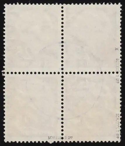186x Heuss 25 Pf Viererblock mit lesbarem Tagesstempel O, geprüft Schlegel BPP