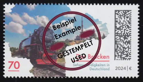 3817 Sehenswürdigkeiten: Der Brocken, Brockenbahn, Eisenbahn, gestempelt O