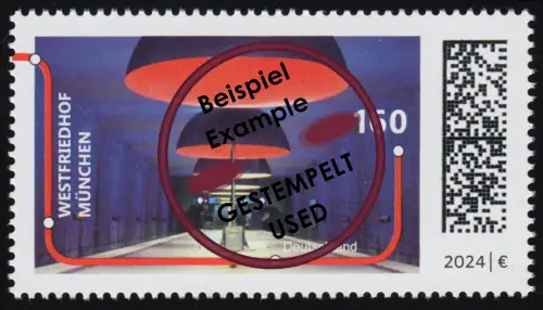 3807 U-Bahn-Station Westfriedhof München, O gestempelt