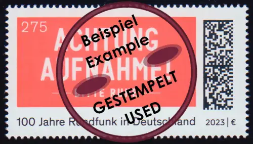 3790 Rundfunk in Deutschland Achtung Aufnahme! - nassklebend, O gestempelt