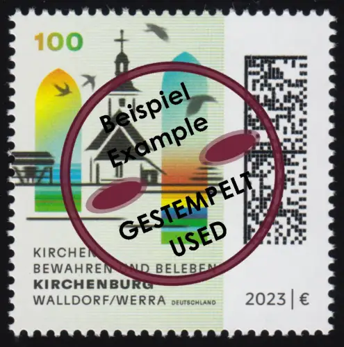 3767 Kirchenburg Walldorf / Werra, O gestempelt