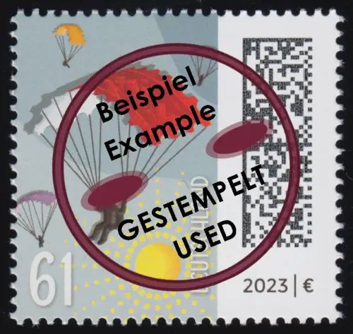 3736 Welt der Briefe: Briefmarkengleiter 61 Cent, nassklebend, O