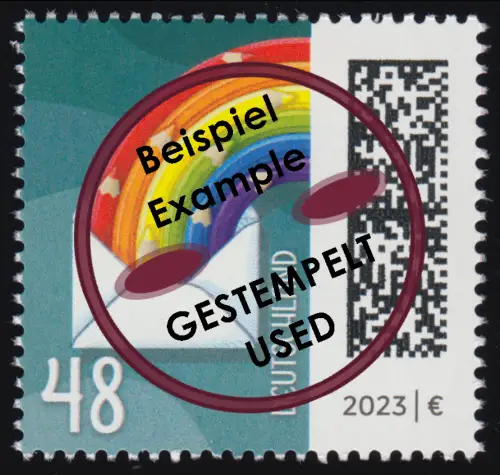 3735 Welt der Briefe: Regenbogenbrief 48 Cent, nassklebend, O