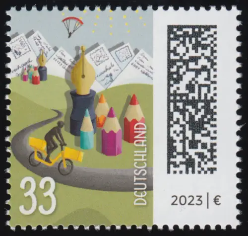 3733 Welt der Briefe: Briefberge 33 Cent, nassklebend, ** postfrisch