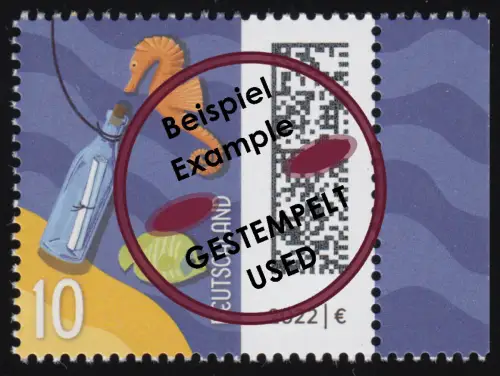 3723CII Welt der Briefe: Flaschenpost 10 Cent aus Bogen, O