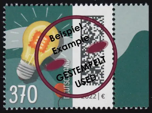 3715 Leuchtmarke 370 Cent aus Bogen, O gestempelt