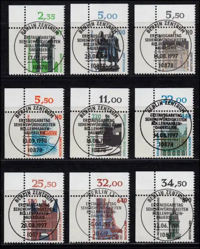 1811 ff SWK 9 DM-Werte aus 10er-Bogen kpl. Ecken oben links, Satz ESST Berlin