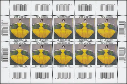 2859 Dame in gelb von Max Kurzweil - kompletter Kleinbogen, postfrisch **