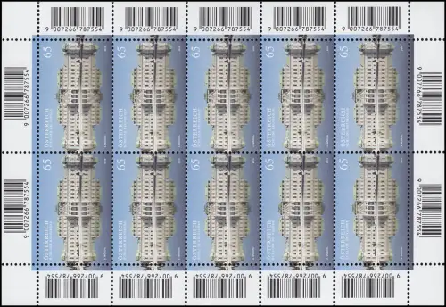 2860 Schloss Belvedere in Wien - kompletter Kleinbogen, postfrisch **