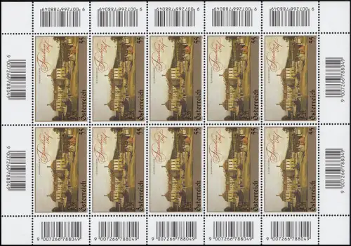 2866 Festschloss Hof, Bild von Bellotto - kompletter Kleinbogen, postfrisch **