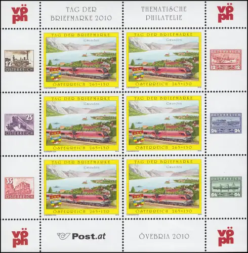2887 Tag der Briefmarke, Railjet - kompletter Kleinbogen, postfrisch **