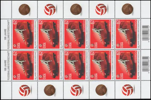 2950 Fußballmeisterschaften, Fußballschuh - kompletter Kleinbogen, postfrisch **