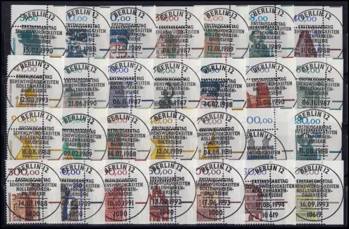 1339 ff. SWK 28 Werte aus 100er-Bogen, kpl. Satz Ecke oben rechts, ESST BERLIN