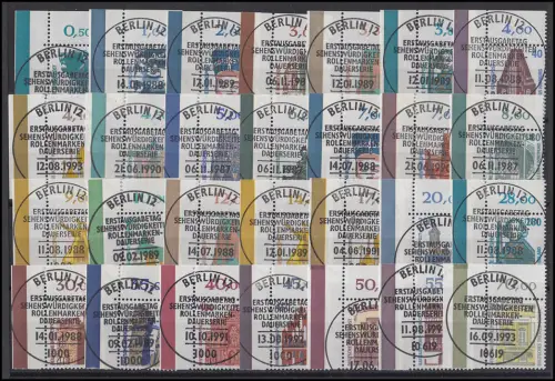 1339 ff. SWK 28 Werte aus 100er-Bogen, kpl. Satz Ecke oben links, ESST BERLIN