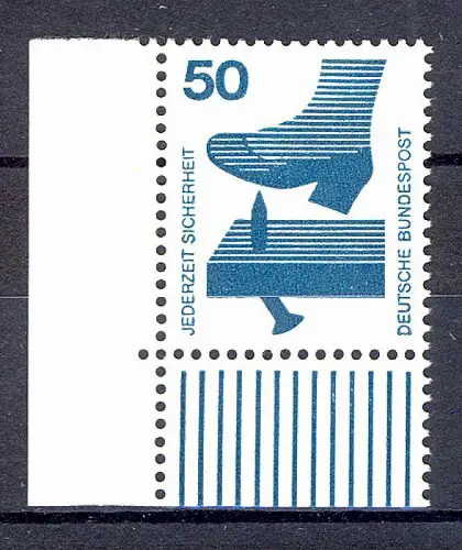 700 Unfallverhütung 50 Pf Ecke ul ** postfrisch