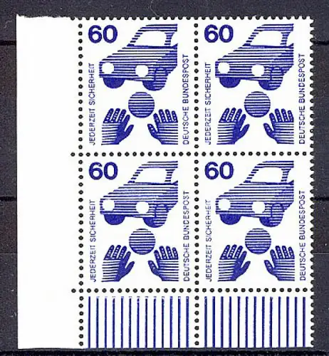 701 Unfallverhütung 60 Pf Eck-Vbl. ul ** postfrisch