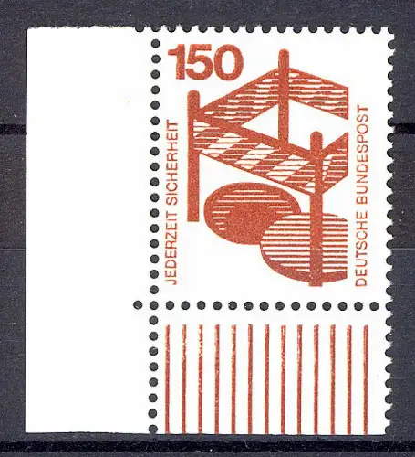 703 Unfallverhütung 150 Pf Ecke ul ** postfrisch