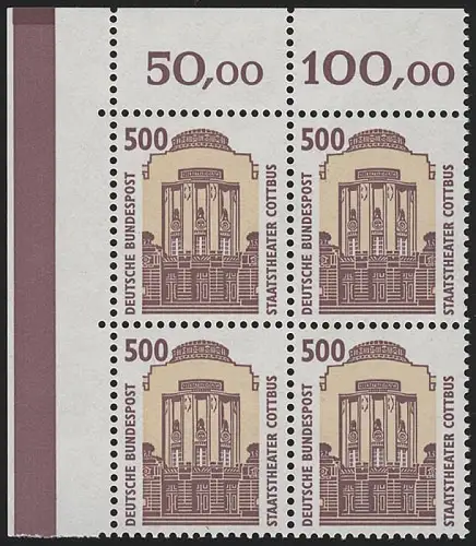 1679 SWK 500 Pf Eck-Vbl. ol MIT Naht ** postfrisch