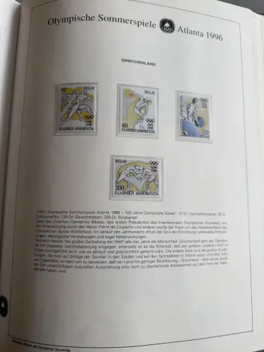 Olympia 1996 im Vordruckalbum Deutsche Sporthilfe, 45 Seiten, postfrisch **