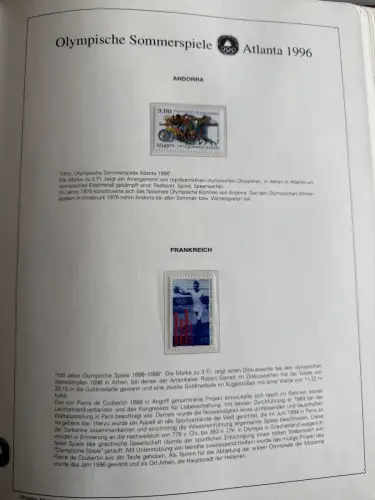 Olympia 1996 im Vordruckalbum Deutsche Sporthilfe, 45 Seiten, postfrisch **