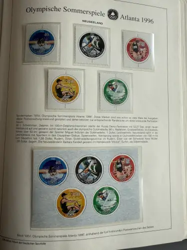 Olympia 1996 im Vordruckalbum Deutsche Sporthilfe, 45 Seiten, postfrisch **