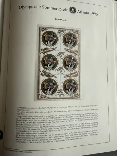 Olympia 1996 im Vordruckalbum Deutsche Sporthilfe, 45 Seiten, postfrisch **