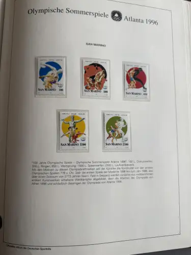 Olympia 1996 im Vordruckalbum Deutsche Sporthilfe, 45 Seiten, postfrisch **
