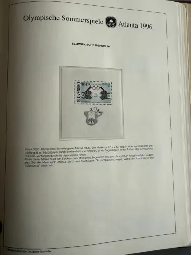 Olympia 1996 im Vordruckalbum Deutsche Sporthilfe, 45 Seiten, postfrisch **