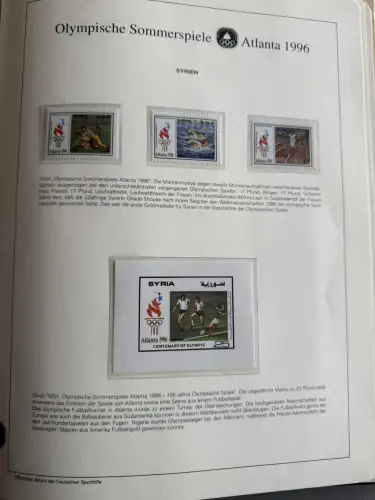 Olympia 1996 im Vordruckalbum Deutsche Sporthilfe, 45 Seiten, postfrisch **