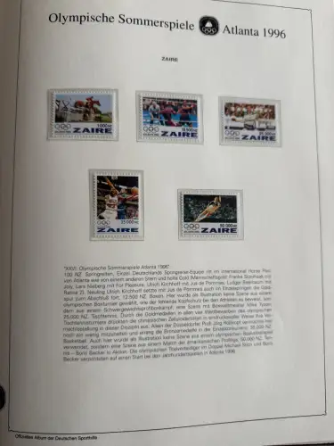Olympia 1996 im Vordruckalbum Deutsche Sporthilfe, 45 Seiten, postfrisch **