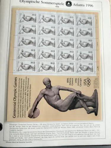 Olympia 1996 im Vordruckalbum Deutsche Sporthilfe, 45 Seiten, postfrisch **