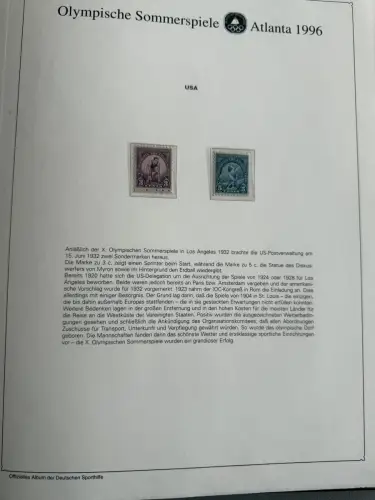 Olympia 1996 im Vordruckalbum Deutsche Sporthilfe, 45 Seiten, postfrisch **
