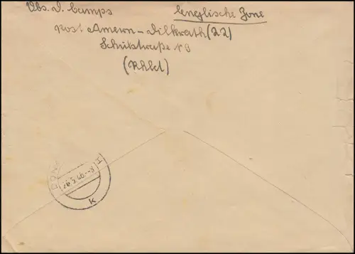 31 AM-Post 42 Pf. als MeF auf R-Brief R-Zettel AMERN Bz. Düsseldorf 16.5.46