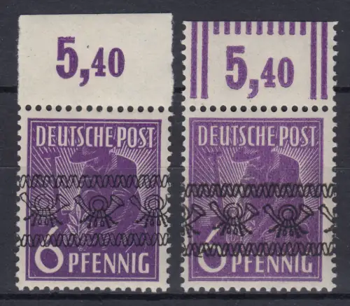 37Ia P+W OR Band 6 Pf. Plattendruck UND Walzendruck, beide ungefaltet, Set **