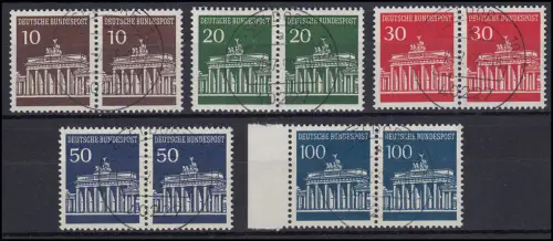 506-508 Brandenburger Tor-Satz waagerechte Paare, Vollstempel Düsseldorf