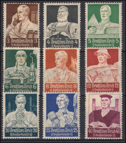 556-564 Berufsstände, kompletter Satz mit Falzresten *