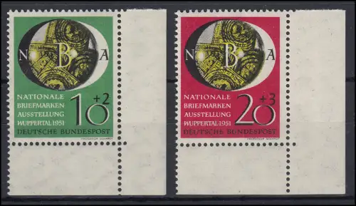 141-142I NBA Wuppertal - Satz Ecke unt. rechts mit PLF, ungefaltet postfrisch **