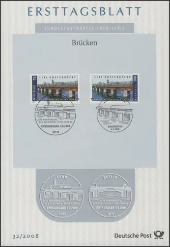 ETB 32/2008 Alte Rheinbrücke Bad Säckingen - Gemeinschaftsausgabe mit Schweiz