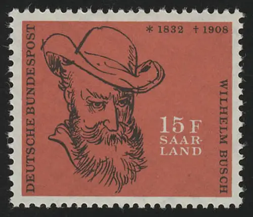 Saarland 430 Wilhelm Busch / Max und Moritz 15 Fr 1958, postfrisch **