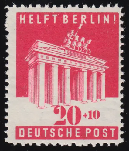 102I Berlin-Hilfe 20 Pf Zähnung E - je mit PLF I gebrochene Torlinie, **