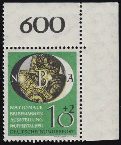 141 NBA Wuppertal 10+2 Pf. - Ecke o.r. mit abgeflachtem RWZ, ungefaltet **