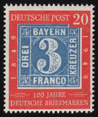 114III Briefmarke 20 Pf. Marke mit PLF Strich unter P + Randstriche, Falzrest *