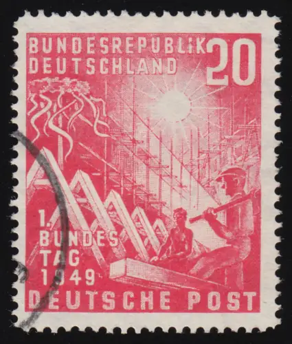 112I Bundestag 20 Pf. mit Plattenfehler kleines I in REPUBLIK, gestempelt O