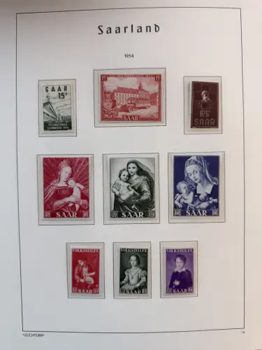 Saarland 1954-1959 auf Leuchtturm-SF-Vordruckblättern komplett, postfrisch **
