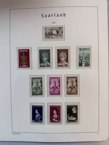 Saarland 1954-1959 auf Leuchtturm-SF-Vordruckblättern komplett, postfrisch **