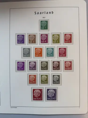 Saarland 1954-1959 auf Leuchtturm-SF-Vordruckblättern komplett, postfrisch **