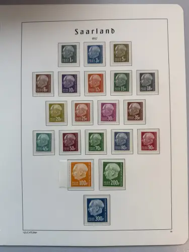 Saarland 1954-1959 auf Leuchtturm-SF-Vordruckblättern komplett, postfrisch **