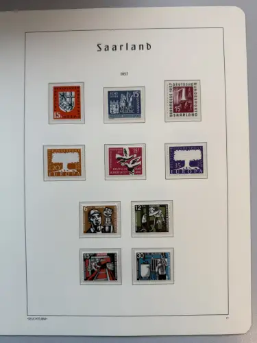 Saarland 1954-1959 auf Leuchtturm-SF-Vordruckblättern komplett, postfrisch **