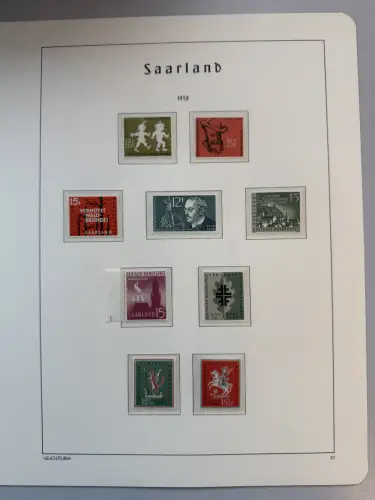 Saarland 1954-1959 auf Leuchtturm-SF-Vordruckblättern komplett, postfrisch **